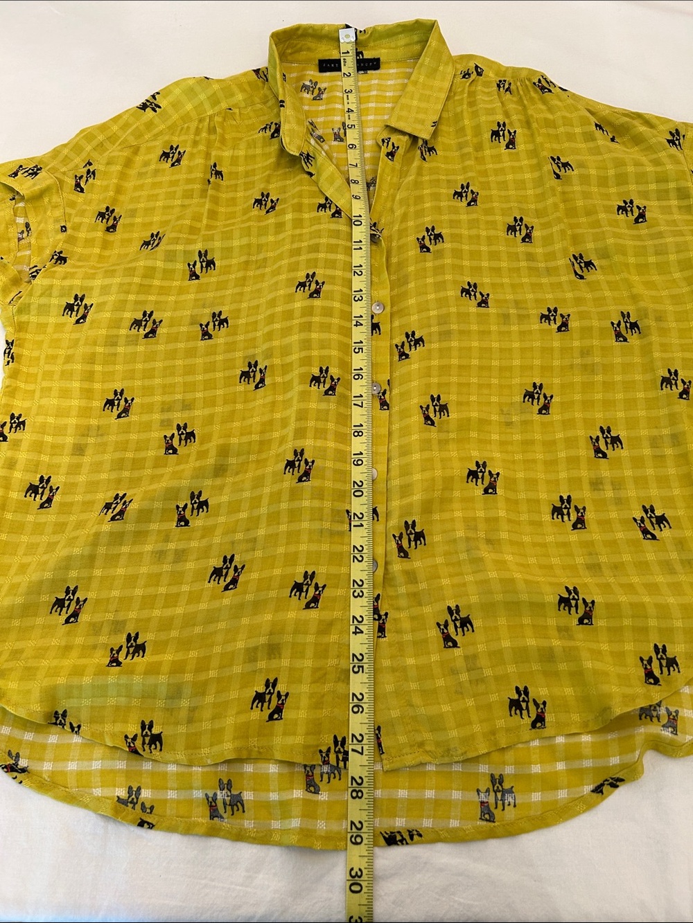 Jane and Delancey Chartreuse Lime Green Button-Front Short Sleeve Top - Picture 4 of 6